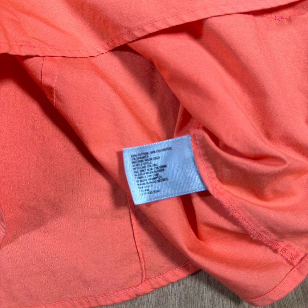 Worthington Ruffle Front Blouse Women Medium Coral Orange Sleeveless Zip Top - Picture 8 of 10